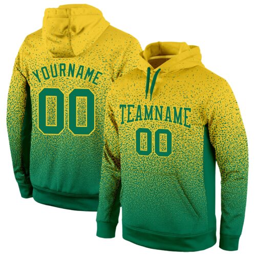FadeFashion0288 Custom Stitched Gold Kelly Green Fade Fashion Sports Pullover Sweatshirt Hoodie