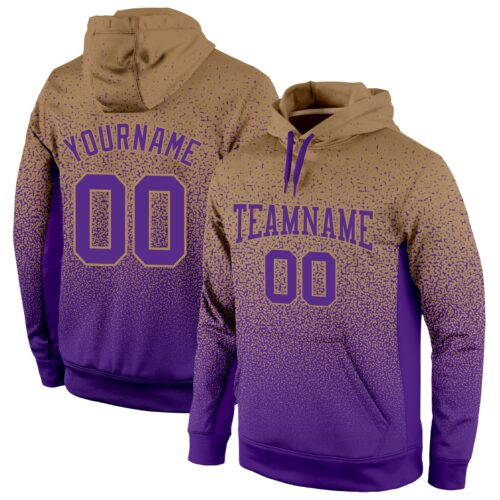 FadeFashion0296 Custom Stitched Old Gold Purple Fade Fashion Sports Pullover Sweatshirt Hoodie