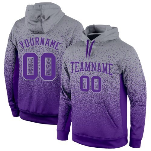 FadeFashion0298 Custom Stitched Gray Purple Fade Fashion Sports Pullover Sweatshirt Hoodie