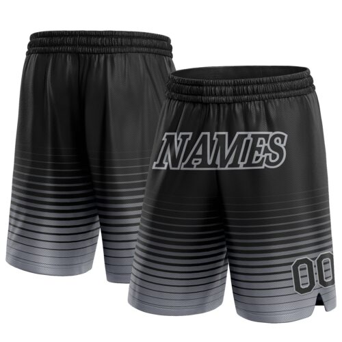 FadeFashion0303 Custom Black Gray Pinstripe Fade Fashion Authentic Basketball Shorts