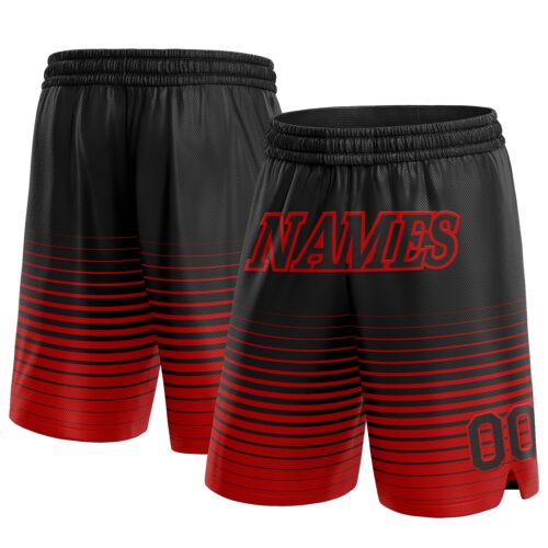 FadeFashion0305 Custom Black Red Pinstripe Fade Fashion Authentic Basketball Shorts