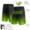 Custom Black Neon Green Pinstripe Fade Fashion Authentic Basketball Shorts