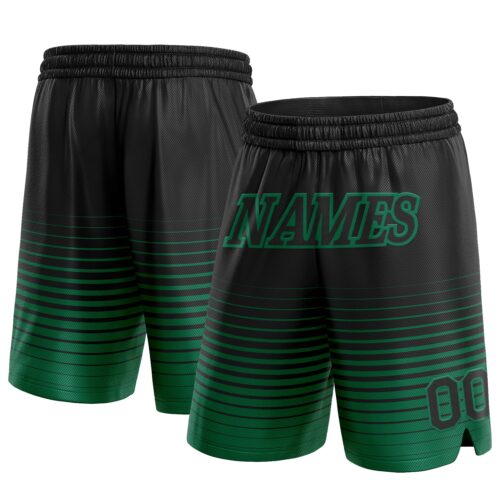 FadeFashion0314 Custom Black Kelly Green Pinstripe Fade Fashion Authentic Basketball Shorts