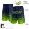 Custom Navy Neon Green Pinstripe Fade Fashion Authentic Basketball Shorts