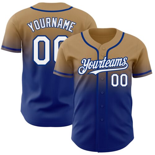 FadeFashion0357 Custom Old Gold White-Royal Authentic Fade Fashion Baseball Jersey