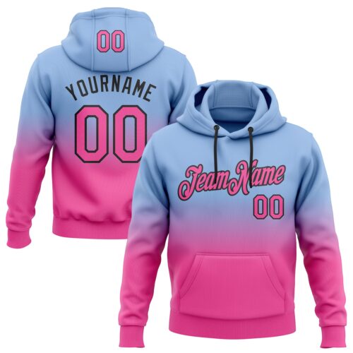 FadeFashion0359 Custom Stitched Light Blue Pink-Black Fade Fashion Sports Pullover Sweatshirt Hoodie