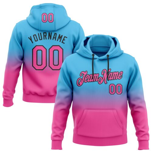 FadeFashion0360 Custom Stitched Sky Blue Pink-Black Fade Fashion Sports Pullover Sweatshirt Hoodie