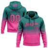 Custom Stitched Teal Pink-Black Fade Fashion Sports Pullover Sweatshirt Hoodie