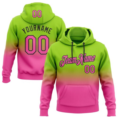 FadeFashion0365 Custom Stitched Neon Green Pink-Black Fade Fashion Sports Pullover Sweatshirt Hoodie