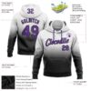 Custom Stitched White Purple-Black Fade Fashion Sports Pullover Sweatshirt Hoodie