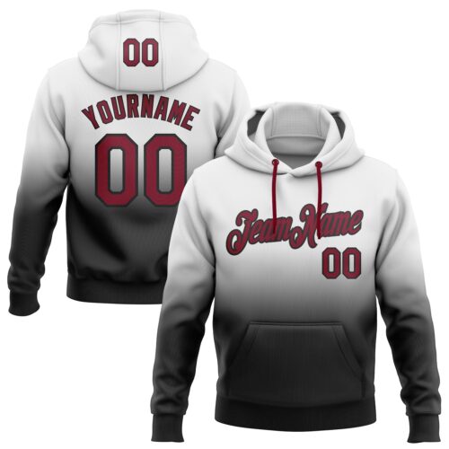FadeFashion0379 Custom Stitched White Crimson-Black Fade Fashion Sports Pullover Sweatshirt Hoodie