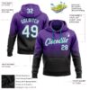 Custom Stitched Purple White Black-Teal Fade Fashion Sports Pullover Sweatshirt Hoodie
