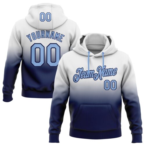 FadeFashion0400 Custom Stitched White Light Blue-Navy Fade Fashion Sports Pullover Sweatshirt Hoodie