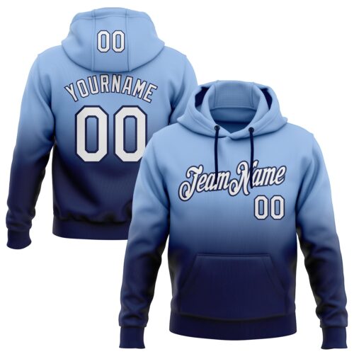 FadeFashion0405 Custom Stitched Light Blue White-Navy Fade Fashion Sports Pullover Sweatshirt Hoodie