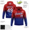 Custom Stitched Red White-Royal Fade Fashion Sports Pullover Sweatshirt Hoodie