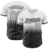 Custom White Pinstripe Silver-Black Authentic Fade Fashion Baseball Jersey