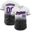 Custom White Pinstripe Purple-Black Authentic Fade Fashion Baseball Jersey