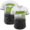 Custom White Pinstripe Neon Green-Black Authentic Fade Fashion Baseball Jersey