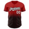 Custom Red Pinstripe White-Black Authentic Fade Fashion Baseball Jersey
