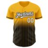 Custom Gold Pinstripe White-Black Authentic Fade Fashion Baseball Jersey