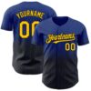 Custom Royal Pinstripe Yellow-Black Authentic Fade Fashion Baseball Jersey