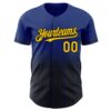 Custom Royal Pinstripe Yellow-Black Authentic Fade Fashion Baseball Jersey