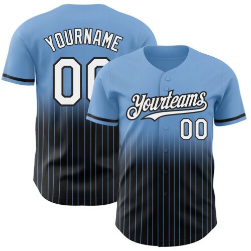 FadeFashion0484 Custom Light Blue Pinstripe White-Black Authentic Fade Fashion Baseball Jersey