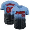 Custom Light Blue Pinstripe Red-Black Authentic Fade Fashion Baseball Jersey