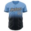 Custom Light Blue Pinstripe Gray-Black Authentic Fade Fashion Baseball Jersey