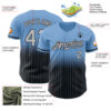 Custom Light Blue Pinstripe Gray-Black Authentic Fade Fashion Baseball Jersey