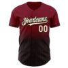 Custom Crimson Pinstripe Cream-Black Authentic Fade Fashion Baseball Jersey