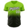 Custom Neon Green Pinstripe White-Black Authentic Fade Fashion Baseball Jersey