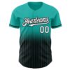 Custom Aqua Pinstripe White-Black Authentic Fade Fashion Baseball Jersey