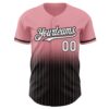 Custom Medium Pink Pinstripe White-Black Authentic Fade Fashion Baseball Jersey