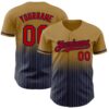 Custom Old Gold Pinstripe Red-Navy Authentic Fade Fashion Baseball Jersey