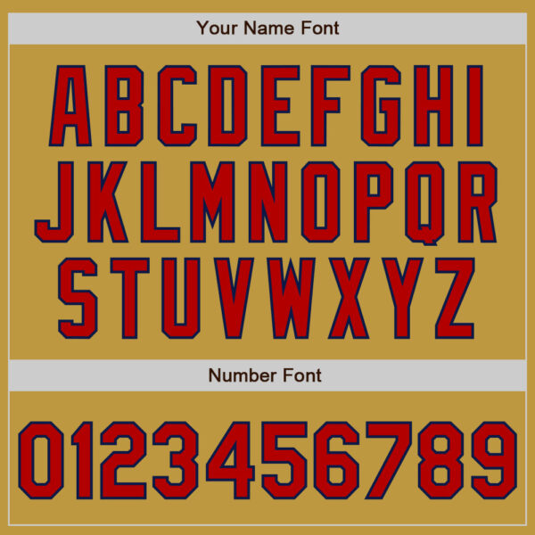 Custom Old Gold Pinstripe Red-Navy Authentic Fade Fashion Baseball Jersey