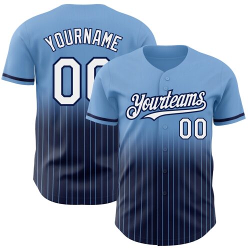 FadeFashion0528 Custom Light Blue Pinstripe White-Navy Authentic Fade Fashion Baseball Jersey