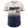 Custom Cream Pinstripe Vintage USA Flag-Navy Authentic Fade Fashion Baseball Jersey