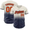 Custom Cream Pinstripe Orange-Navy Authentic Fade Fashion Baseball Jersey