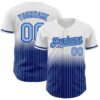 Custom White Pinstripe Light Blue-Royal Authentic Fade Fashion Baseball Jersey