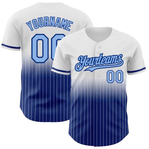 FadeFashion0546 Custom White Pinstripe Light Blue-Royal Authentic Fade Fashion Baseball Jersey