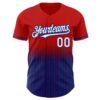 Custom Red Pinstripe White-Royal Authentic Fade Fashion Baseball Jersey