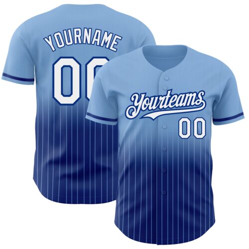 FadeFashion0550 Custom Light Blue Pinstripe White-Royal Authentic Fade Fashion Baseball Jersey