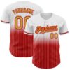 Custom White Pinstripe Old Gold-Red Authentic Fade Fashion Baseball Jersey