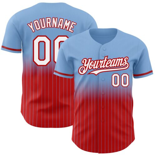 FadeFashion0559 Custom Light Blue Pinstripe White-Red Authentic Fade Fashion Baseball Jersey