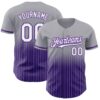 Custom Gray Pinstripe White-Purple Authentic Fade Fashion Baseball Jersey