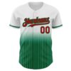 Custom White Pinstripe Red-Kelly Green Authentic Fade Fashion Baseball Jersey