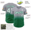 Custom Gray Pinstripe White-Kelly Green Authentic Fade Fashion Baseball Jersey