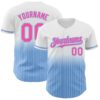 FadeFashion0609 Custom White Pinstripe Pink-Light Blue Authentic Fade Fashion Baseball Jersey