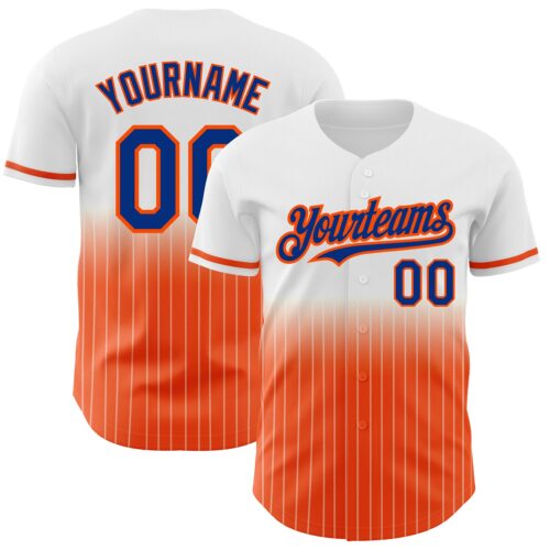 FadeFashion0614 Custom White Pinstripe Royal-Orange Authentic Fade Fashion Baseball Jersey